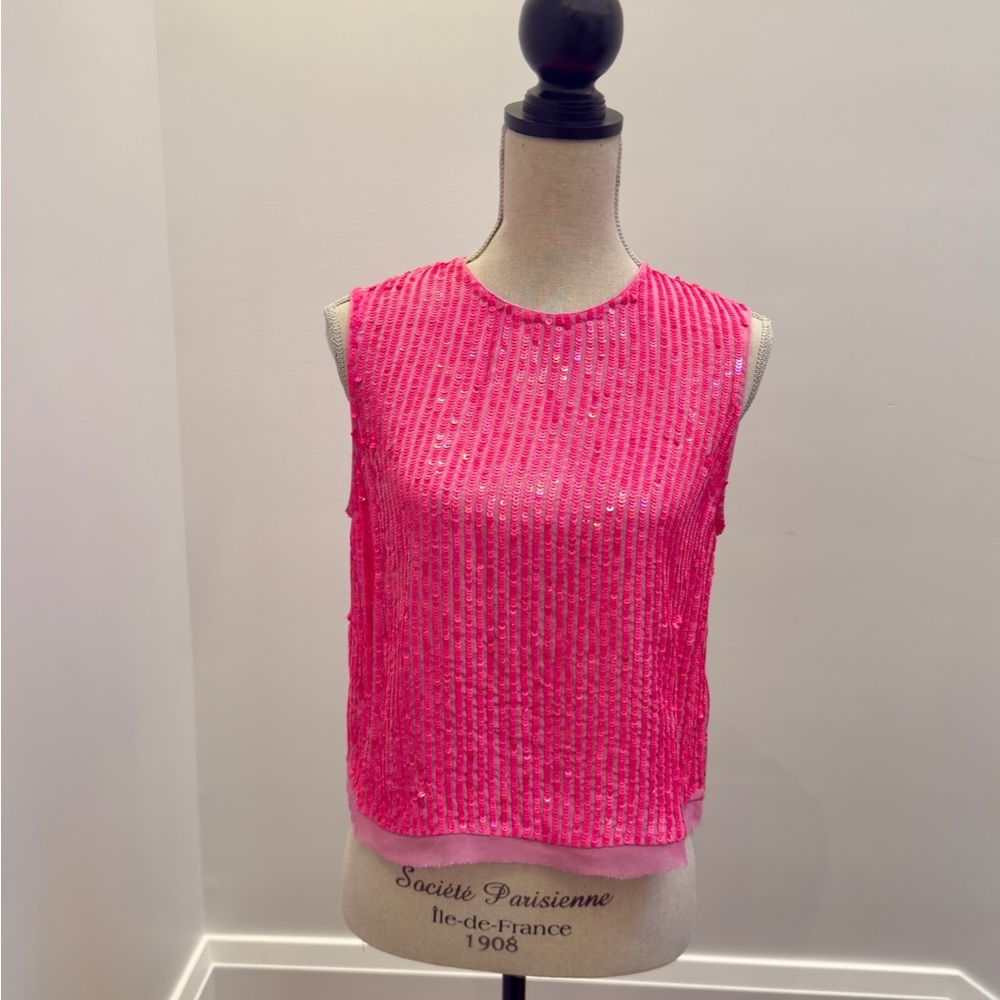 Velvet by Graham & Spencer - Riana Pink Sequin Sleeveless Blouse-NWT